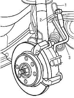 Снятие шланга переднего тормозного механизма