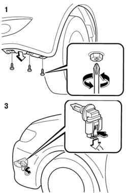 Процедура замены ламп передних противотуманных фар