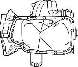Расположение болтов крепления масляного поддона, которые отсутствуют на более поздних моделях двигателей