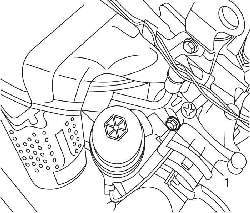 Расположение болта (1) крепления трубки указателя уровня масла
