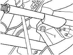 Расположение болта (1) крепления подмоторной рамы
