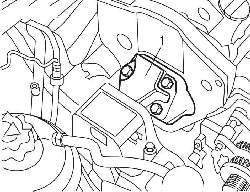 Расположение правой опоры (1) двигателя