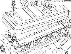 Расположение проставки (1) и дефлектора (2) под крышкой головки блока цилиндров