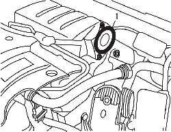 Расположение уплотнительного кольца (1) с впускного коллектора на автомобилях с двигателями TU5JP4