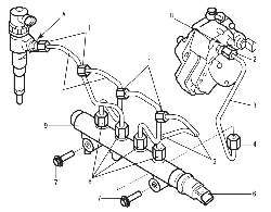 Расположение трубопроводов подачи топлива к форсункам