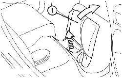 Откидывание подушки (1) заднего сиденья к спинкам передних сидений на автомобилях с кузовом седан