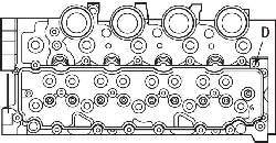 Место (D) нанесения герметика SILICONE CATEGORIE 2 на привалочную поверхность головки блока цилиндров