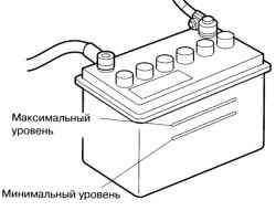 Проверка уровня электролита аккумуляторной батареи