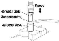 Запрессовка новой втулки верхнего рычага