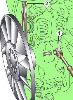 Снятие шкива вентилятора радиатора с вязкостной муфтой на четырехцилиндровом дизельном двигателе 1,9 л