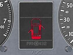 Индикация на дисплее о незакрытой двери и крышке багажника