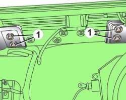 Расположение болтов (1) крепления панели приборов