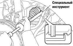 Снятие привода переднего колеса в сборе