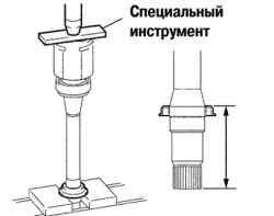 Схема установки нового правого кольца привода переднего колеса