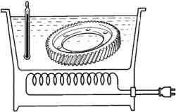 Нагрев зубчатого венца в специальной ванне