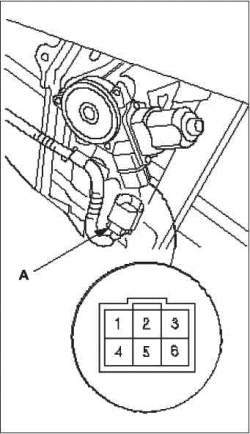 Проверка электродвигателя стеклоподъемника со стороны водителя