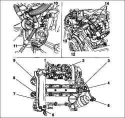 Ремонт двигателя (Z10XE, Z10XEP, без кондиционера)