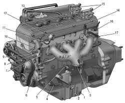 Двигатель мод. ЗМЗ-409 (вид с левой стороны)