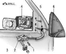 Детали бокового зеркала с ручной регулировкой