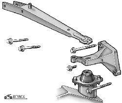 Рычаг подвески коробки передач, кронштейн и болты крепления