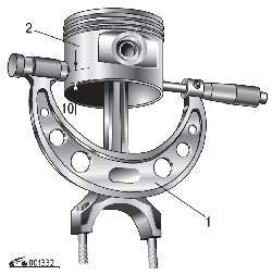 Схема замера диаметра юбки поршня