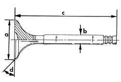 Размеры клапанов (неодинаковы для различных моделей двигателей)