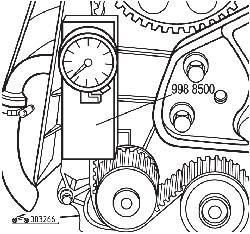 Проверка натяжения ремня газораспределительного механизма специальным индикатором