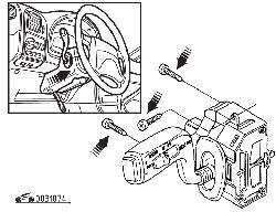 Расположение крепежных винтов переключателя указателя поворотов (указаны стрелками)