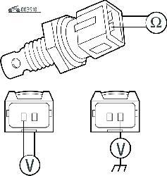 Измерение величины сопротивления и напряжения на датчике температуры воздуха