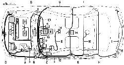 Расположение жгутов электропроводки и модулей управления в автомобиле