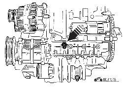 Расположение датчика давления масла (указан стрелкой)
