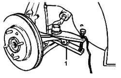 Использование съемника (1) для отсоединения шарового шарнира наконечника рулевой тяги от поворотного кулака