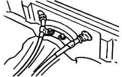 Направление установки втулки троса стояночного тормоза
