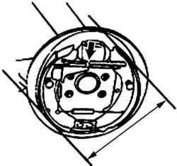 Измерение наружного диаметра установленных тормозных колодок