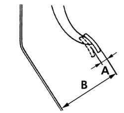 Место (А) измерения свободного хода и высоты (В) педали сцепления