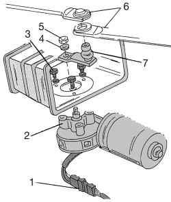 Детали крепления электродвигателя и рычагов стеклоочистителя