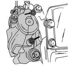 Болты крепления тормозного суппорта (показаны стрелками)